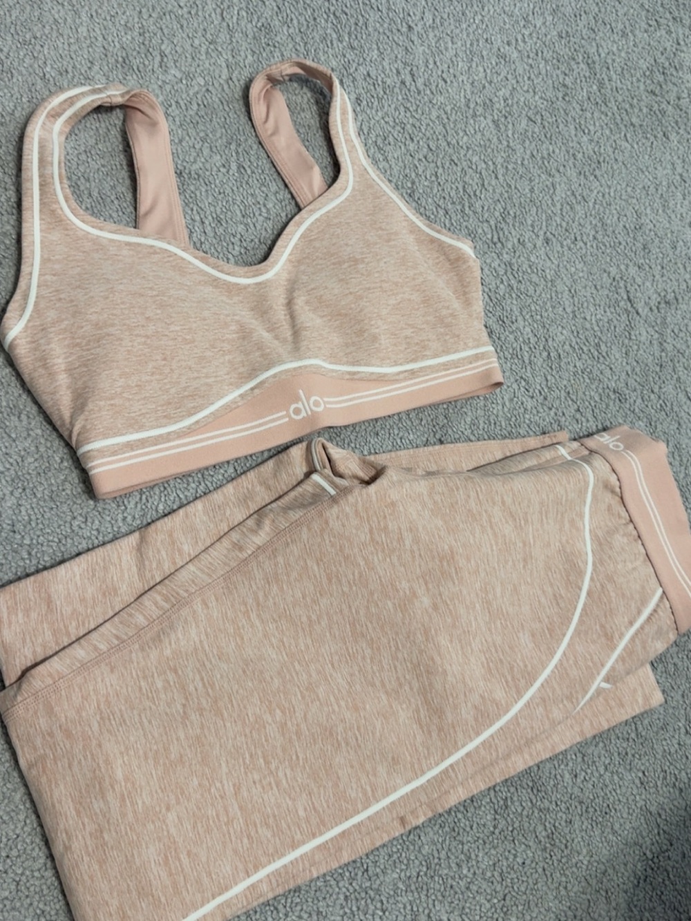 ALO Yoga Blush Seamless Sports Bra and Leggings Set